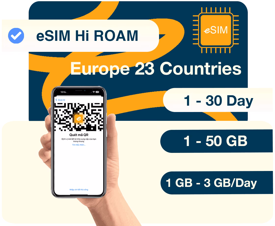 eSIM du lịch Châu Âu 40 Nước